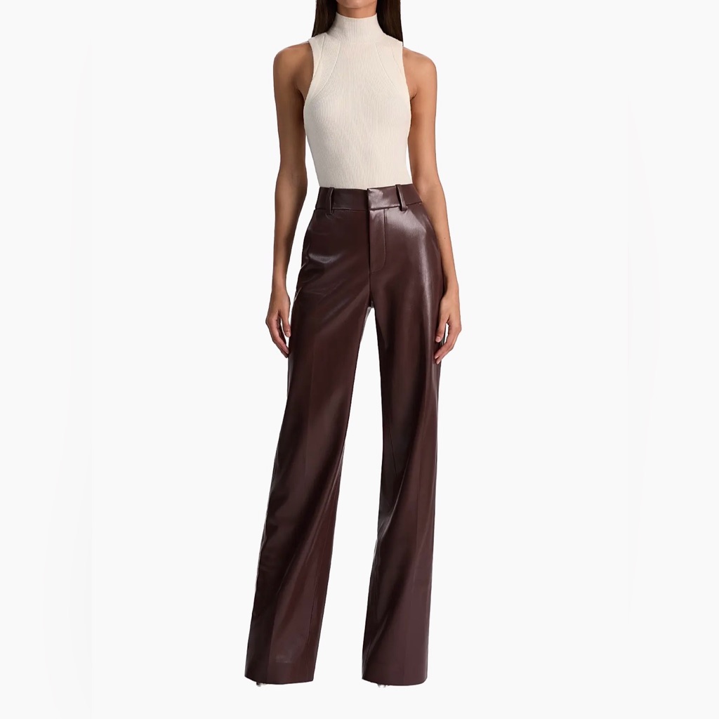 Nwt Alice + Olivia Alexander Faux-Leather Straight-Leg Pants